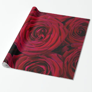 Abstract Red Roses Garden Elegant Floral Wrapping Paper
