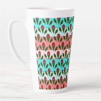 Abstract Red Roses & Leaves Floral, Color Stripes