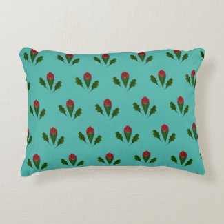 Abstract Red Roses & Leaves Floral, Fountain Blue