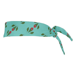 Abstract Red Roses & Leaves Floral, Fountain Blue Tie Headband