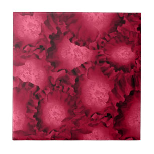 Abstract red roses poppy flowers floral romantic V Ceramic Tile