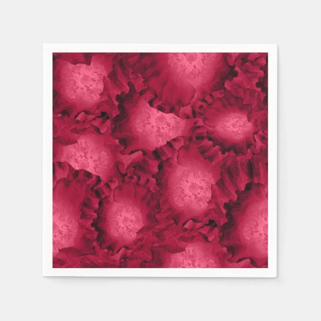 Abstract red roses poppy flowers floral romantic V Napkins (Front)