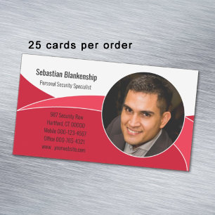 Abstract Red Security Professional Custom Photo Business Card Magnet