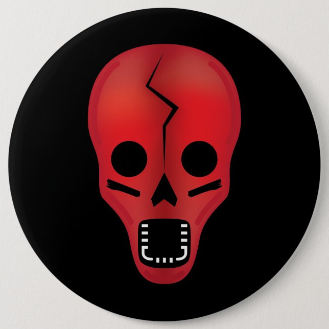 Abstract Red Skull Pinback Button (Front)