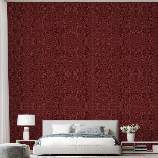 Abstract Red Stripes Wallpaper (Bedroom)