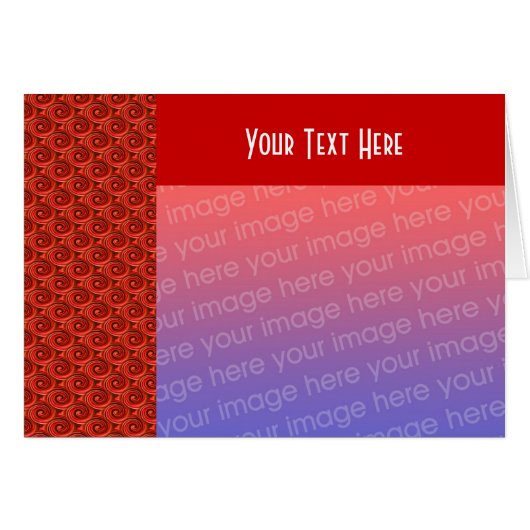Abstract Red Swirl Design Photo Card (Front Horizontal)