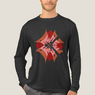 Abstract Red Tan Pink Diamond Floral Pop Art Look Tri-Blend Shirt