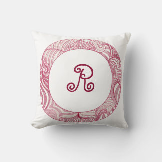 Abstract Red Violet Circle Monogram Pillows