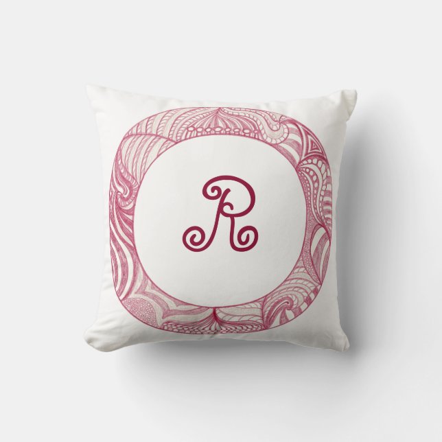 Abstract Red Violet Circle Monogram Pillows (Front)