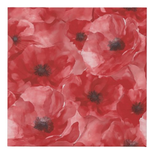 Abstract red  watercolor poppies faux canvas print