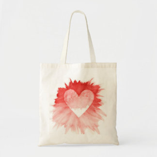 Abstract Red Watercolor Splash Heart Tote Bag