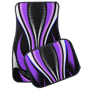 Abstract Red White and Black Curve Car Floor Mat