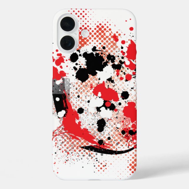 Abstract Red White and Black Paint Splatter Case-Mate iPhone Case (Back)