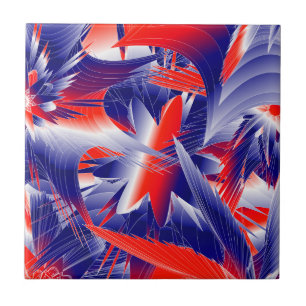Abstract Red White and Blue Ceramic Tile