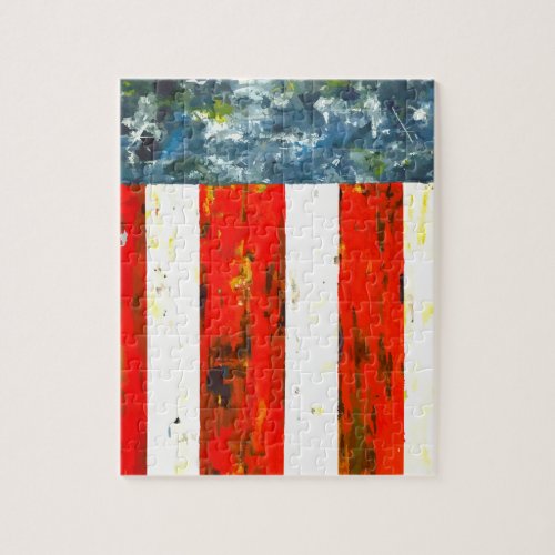 Abstract Red White and Blue Flag Like  Jigsaw Puzzle