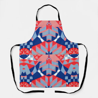 abstract red white and blue print apron