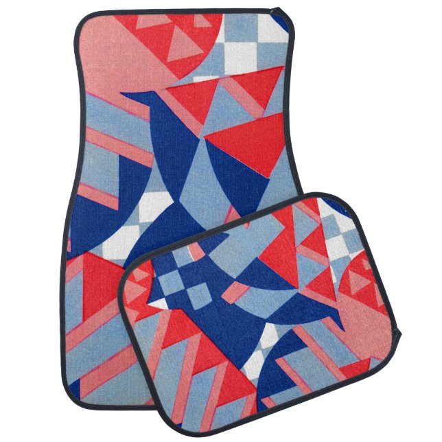 abstract red white and blue print no. 1 car floor mat (Set)