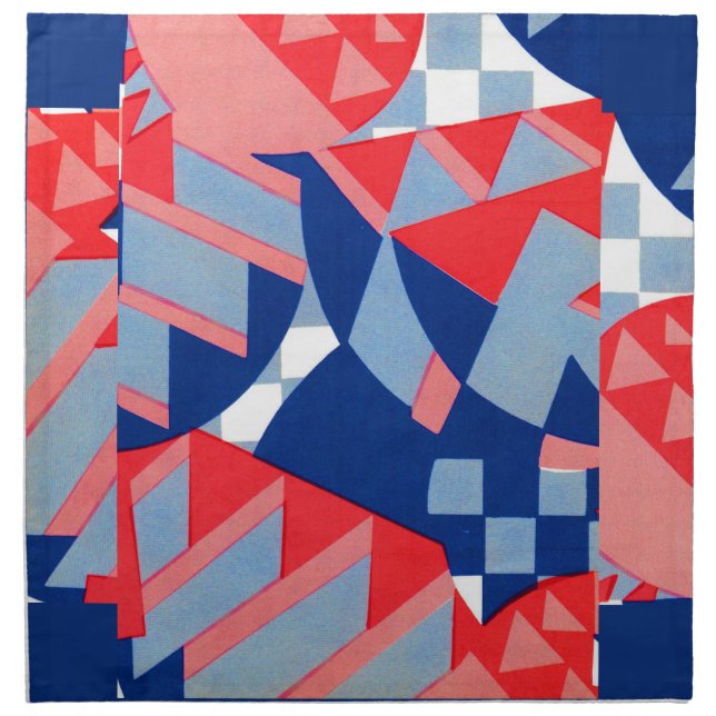 abstract red white and blue print no. 1 cloth napkin (Front)