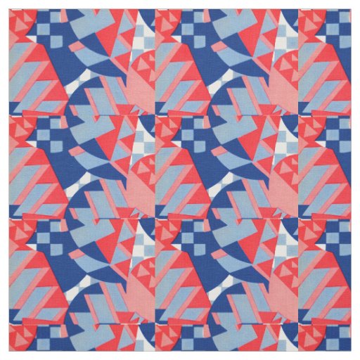 abstract red white and blue print no. 1 fabric