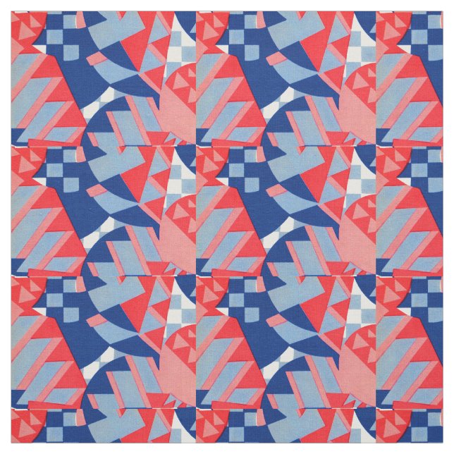 abstract red white and blue print no. 1 fabric (Swatch)