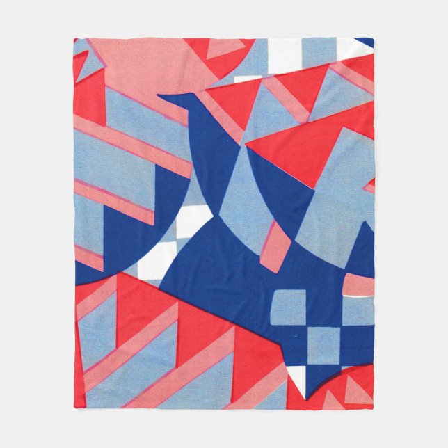 abstract red white and blue print no. 1 fleece blanket (Front)
