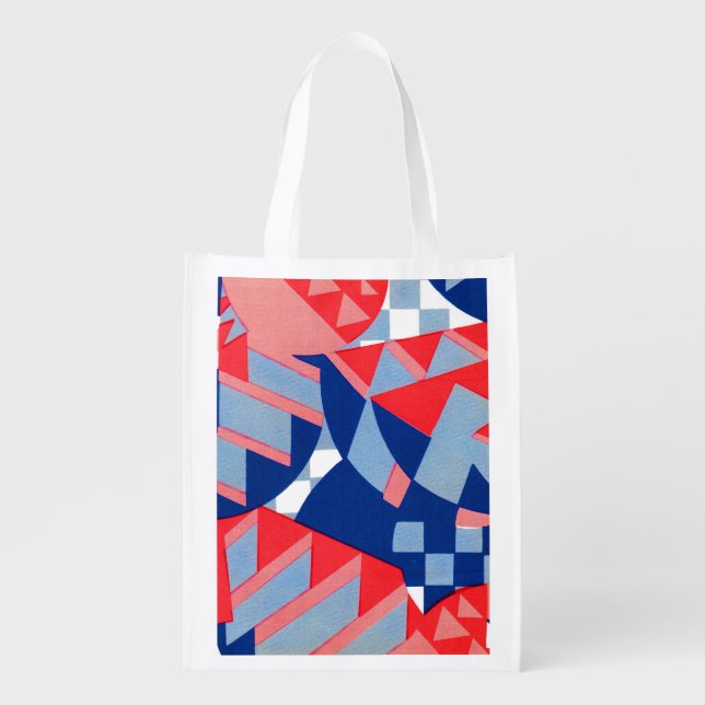 abstract red white and blue print no. 1 grocery bag (Front)