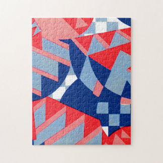 abstract red white and blue print no. 1 jigsaw puzzle