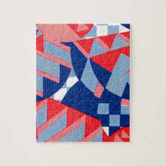 abstract red white and blue print no. 1 jigsaw puzzle