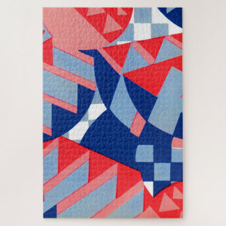 abstract red white and blue print no. 1 jigsaw puzzle