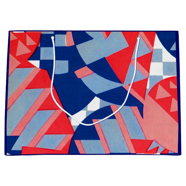 abstract red white and blue print no. 1 large gift bag (Front)