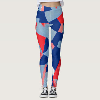 abstract red white and blue print no. 1 leggings