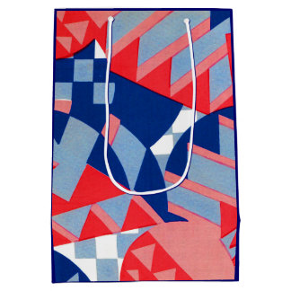 abstract red white and blue print no. 1 medium gift bag