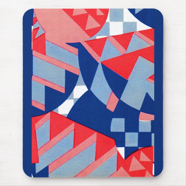 abstract red white and blue print no. 1 mouse pad (Front)