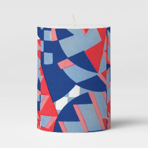 abstract red white and blue print no. 1 pillar candle