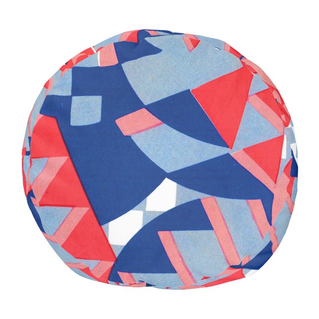 abstract red white and blue print no. 1 pouf (Bottom)