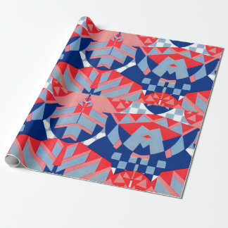 abstract red white and blue print wrapping paper