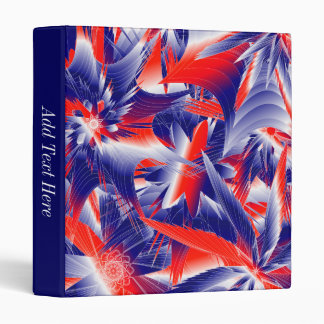 Abstract Red White and Blue with Name 3 Ring Binder