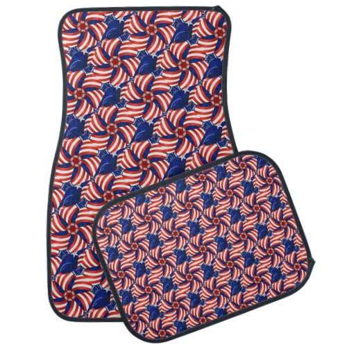 ABSTRACT RED WHITE BLUE AMERICAN FLAGS CAR FLOOR MAT