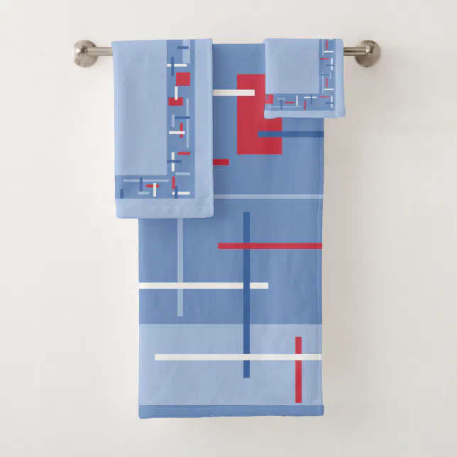 Abstract Red, White & Blue Bath Towel Set Zazzle