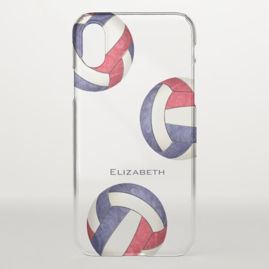 abstract red white blue girls' volleyball iPhone x case