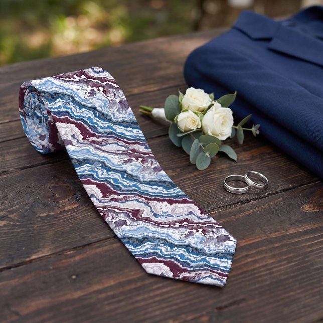 Abstract Red White Blue Minerals Agate Pattern Tie (Creator Uploaded)