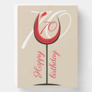 Abstract Red Wine Glass 70th Birthday  Wooden Box Sign