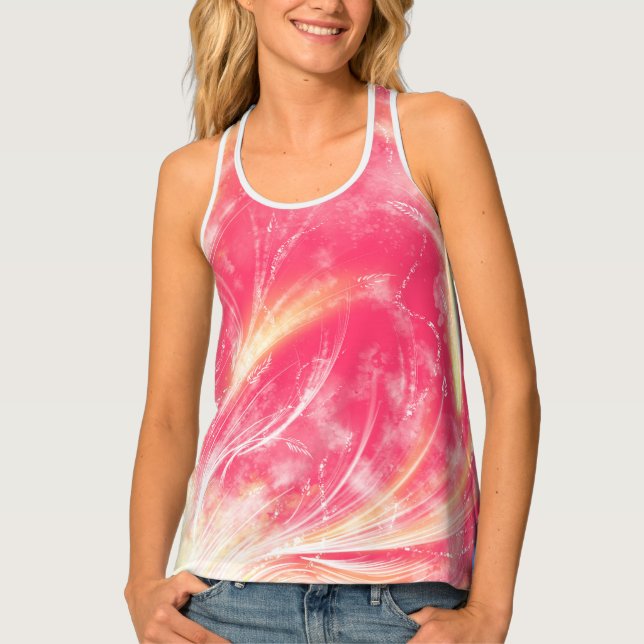Abstract Red Yellow Dandelions & fireflies Tank Top (Front)