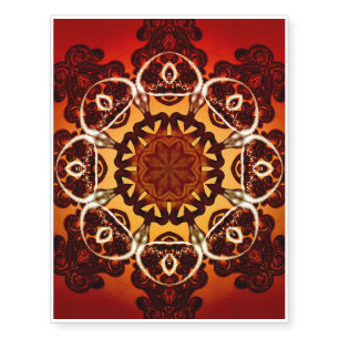 Abstract, red, yellow mandala temporary tattoos