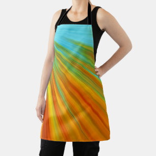 Abstract  red yellow orange green stripes on blue  apron