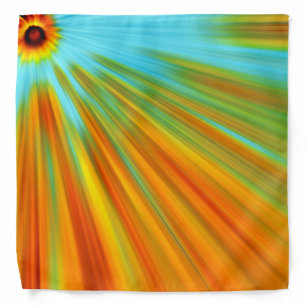 Abstract  red yellow orange green stripes on blue bandana