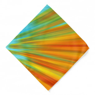 Abstract red yellow orange green stripes on blue bandana