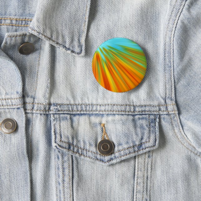 Abstract  red yellow orange green stripes on blue  button (In Situ)