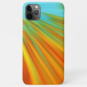 Abstract red yellow orange green stripes on blue iPhone 11 pro max case