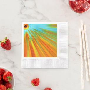Abstract  red yellow orange green stripes on blue  napkins